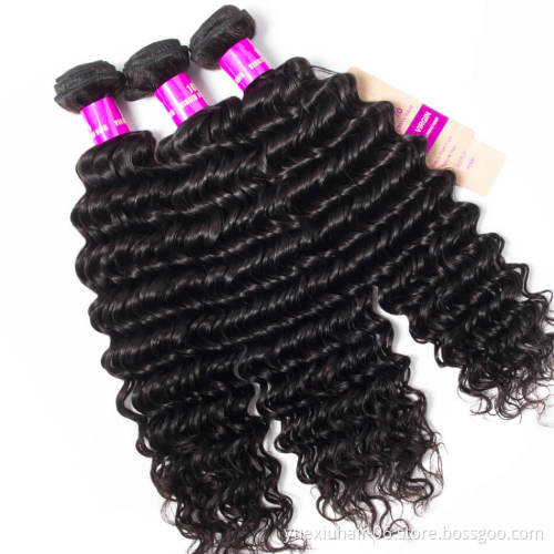 10a virgin unprocessed peruvian  deep wave hair bundles  hair extension cuticle aligned hair vendors